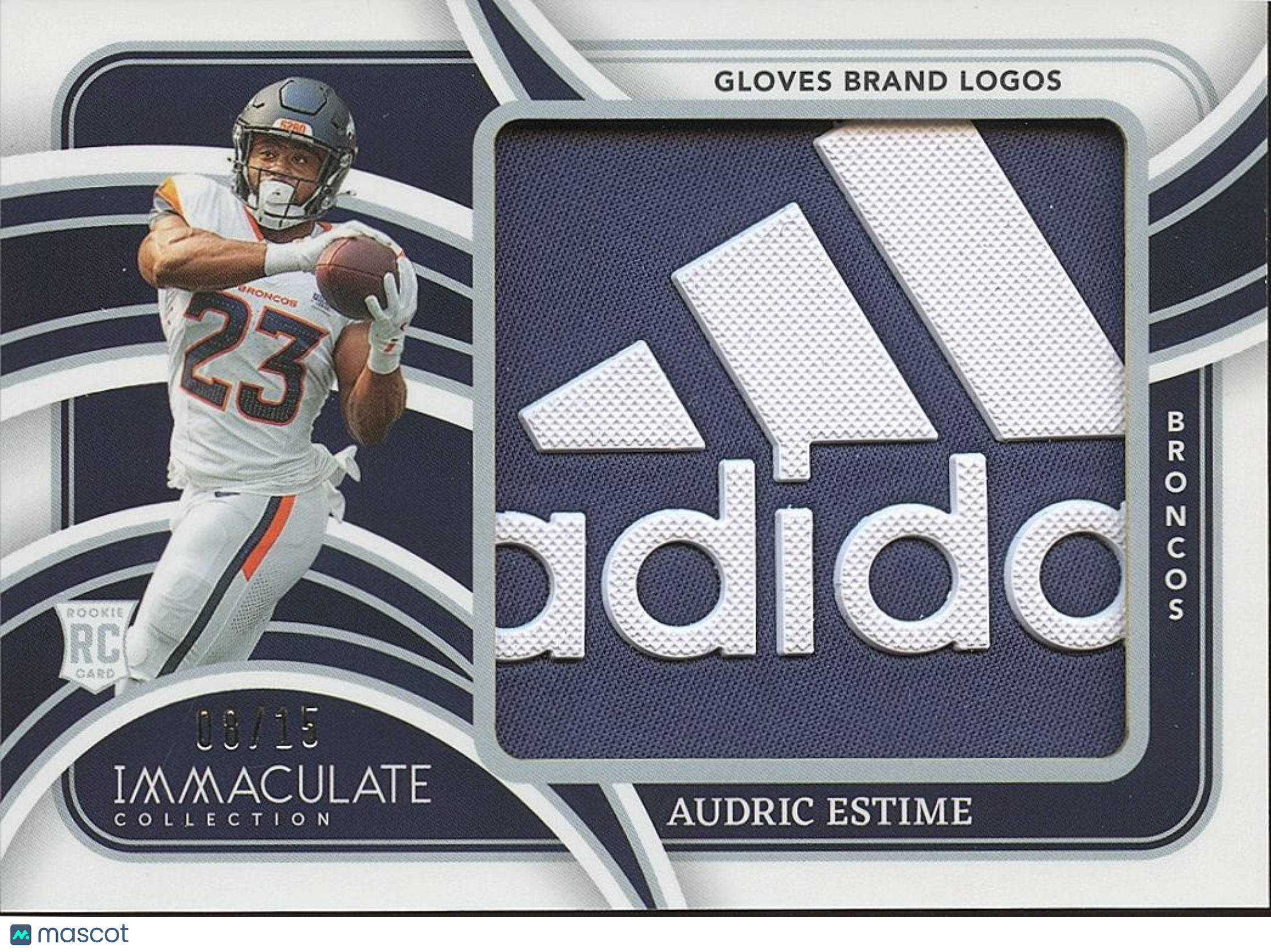 Audric Estime 2024 Immaculate Adidas Logo Patch RC Rookie Denver Broncos 8/15