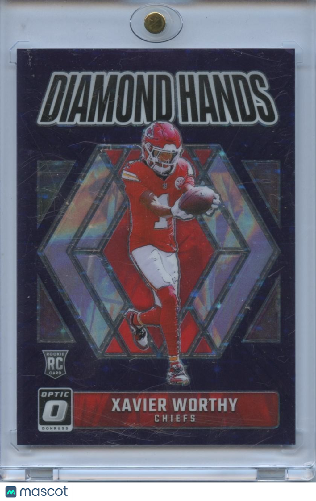 Xavier Worthy 2025 Optic Diamond Hands Purple Stars SSP Rookie RC KC Chiefs 6/25