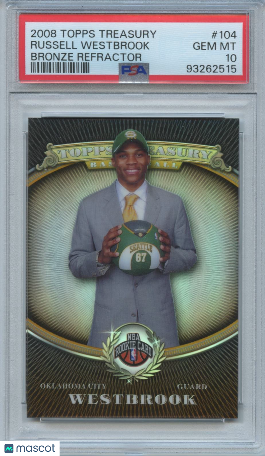 Russell Westbrook 2008-09 Topps Treasury Bronze Refractor RC 1162/2008 PSA 10