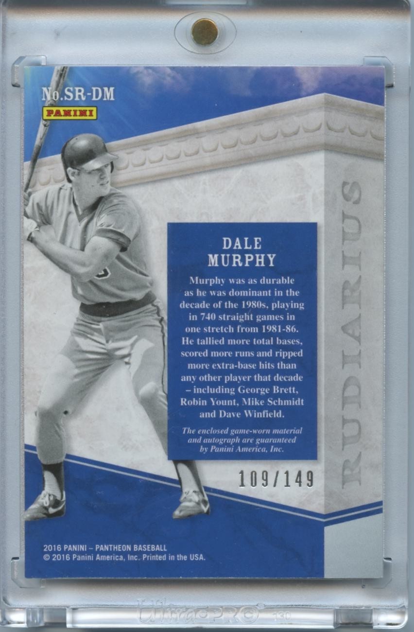 Dale Murphy 2016 Pantheon Auto Autograph Patch Atlanta Braves 109/149