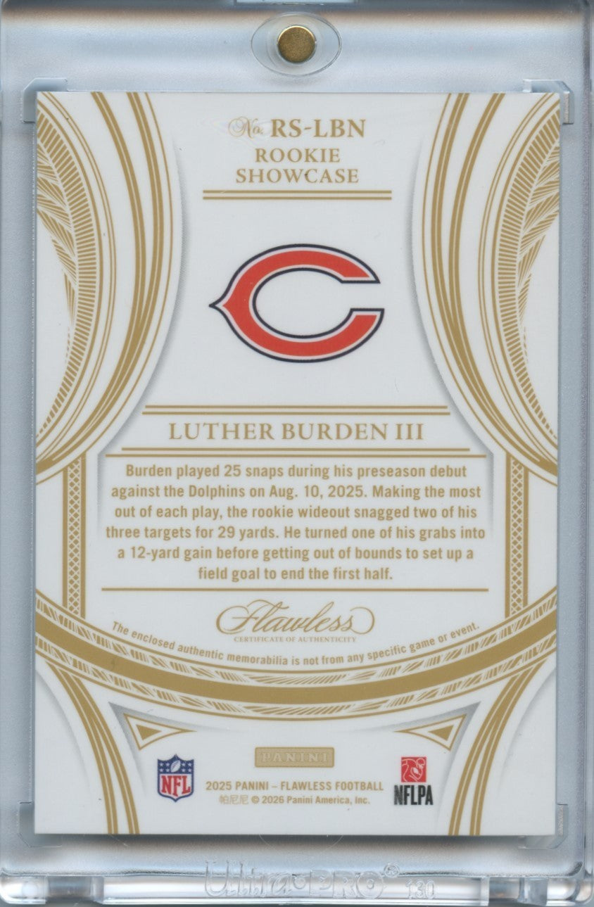 Luther Burden III 2025 Flawless NFL Shield Laundry Tag Patch RC Bears 2/3