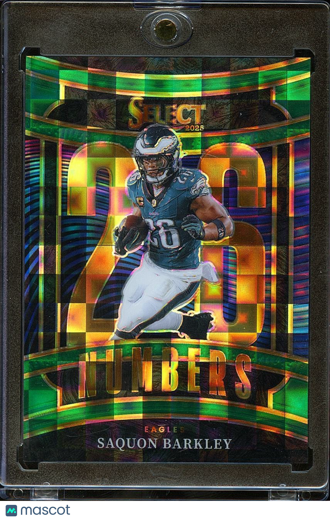 Saquon Barkley 2025 Select Numbers Green Prizm SSP Philadelphia Eagles 5/5
