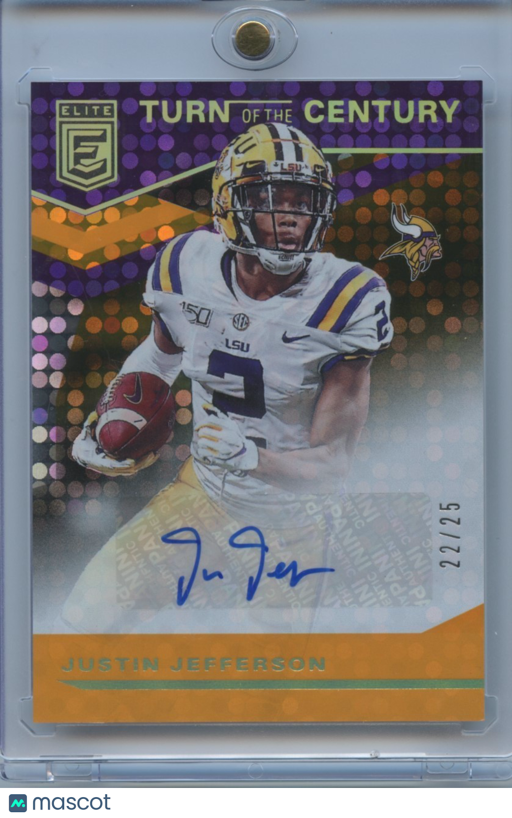 Justin Jefferson 2020 Elite Orange Auto Autograph RC LSU Vikings 22/25