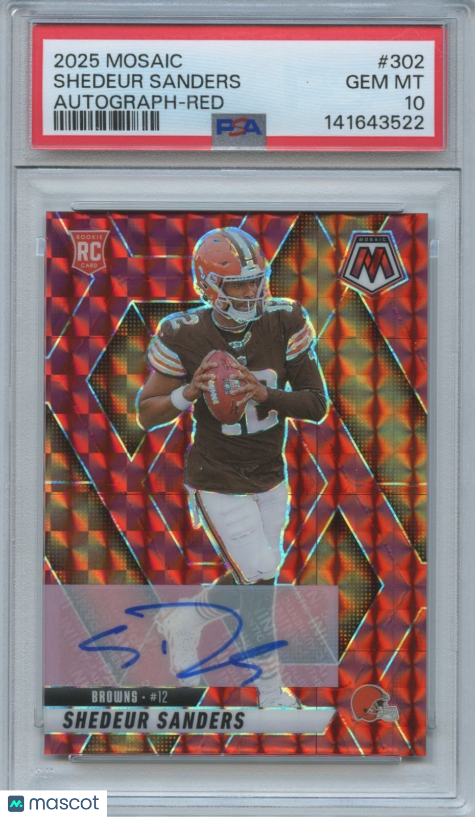 Shedeur Sanders 2025 Mosaic RED Auto Autograph RC Cleveland Browns /199 PSA 10