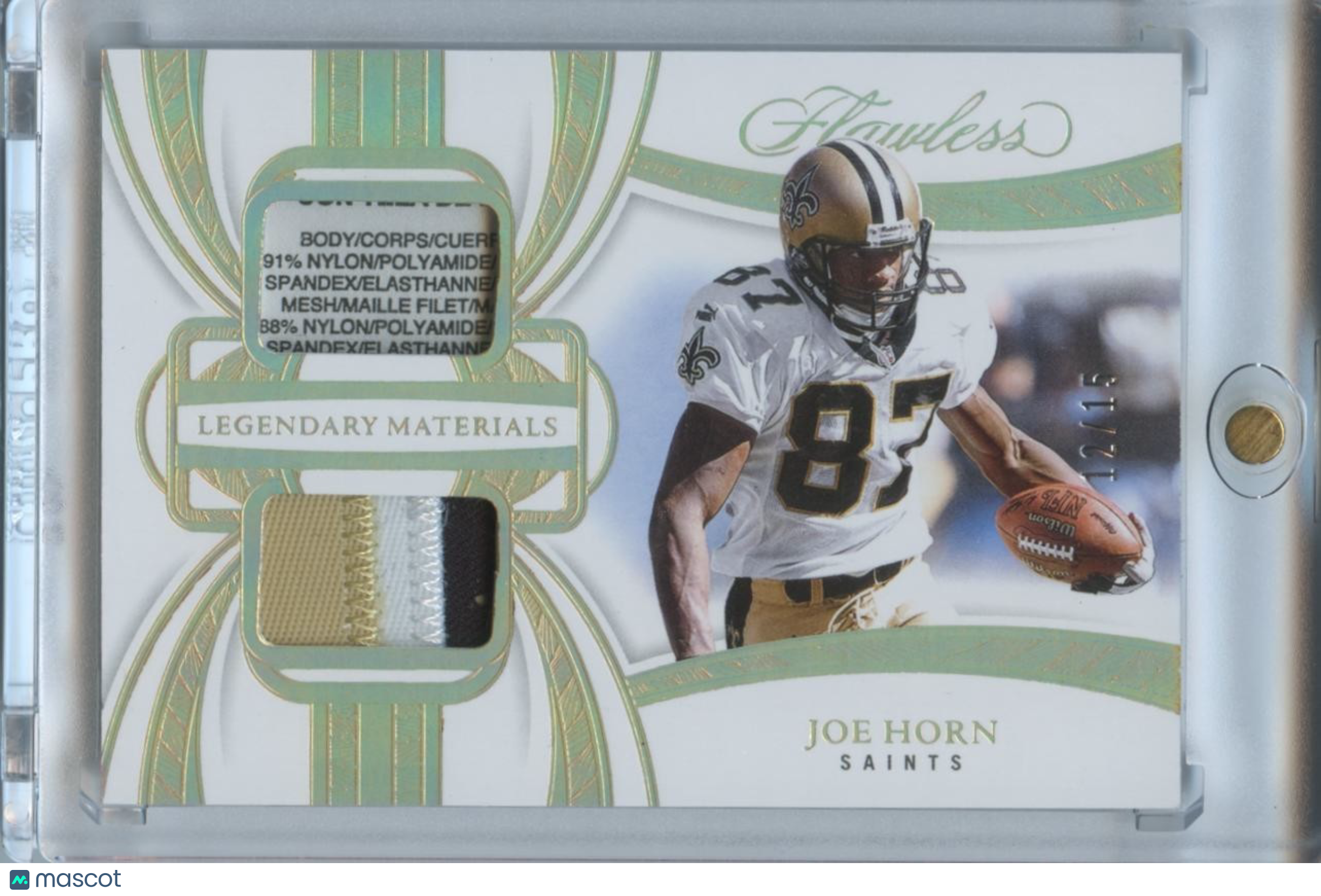Joe Horn 2025 Flawless Laundry Tag 3 Color Patch New Orleans Saints 12/15