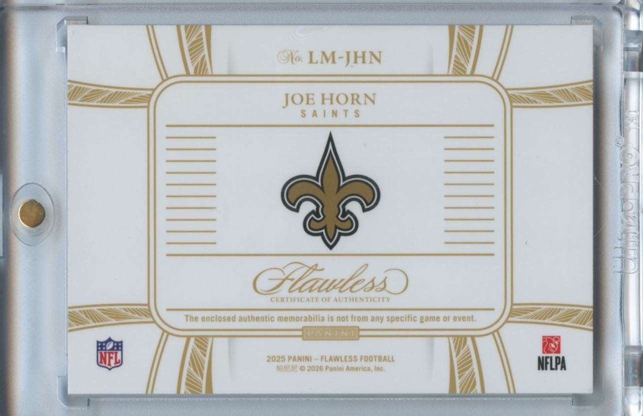 Joe Horn 2025 Flawless Laundry Tag 3 Color Patch New Orleans Saints 12/15