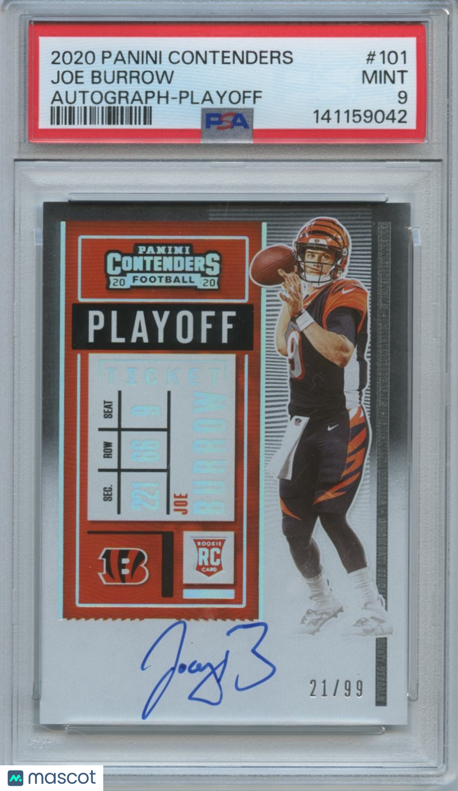 Joe Burrow 2020 Contenders Auto Autograph RC Cincinnati Bengals 21/99 PSA 9