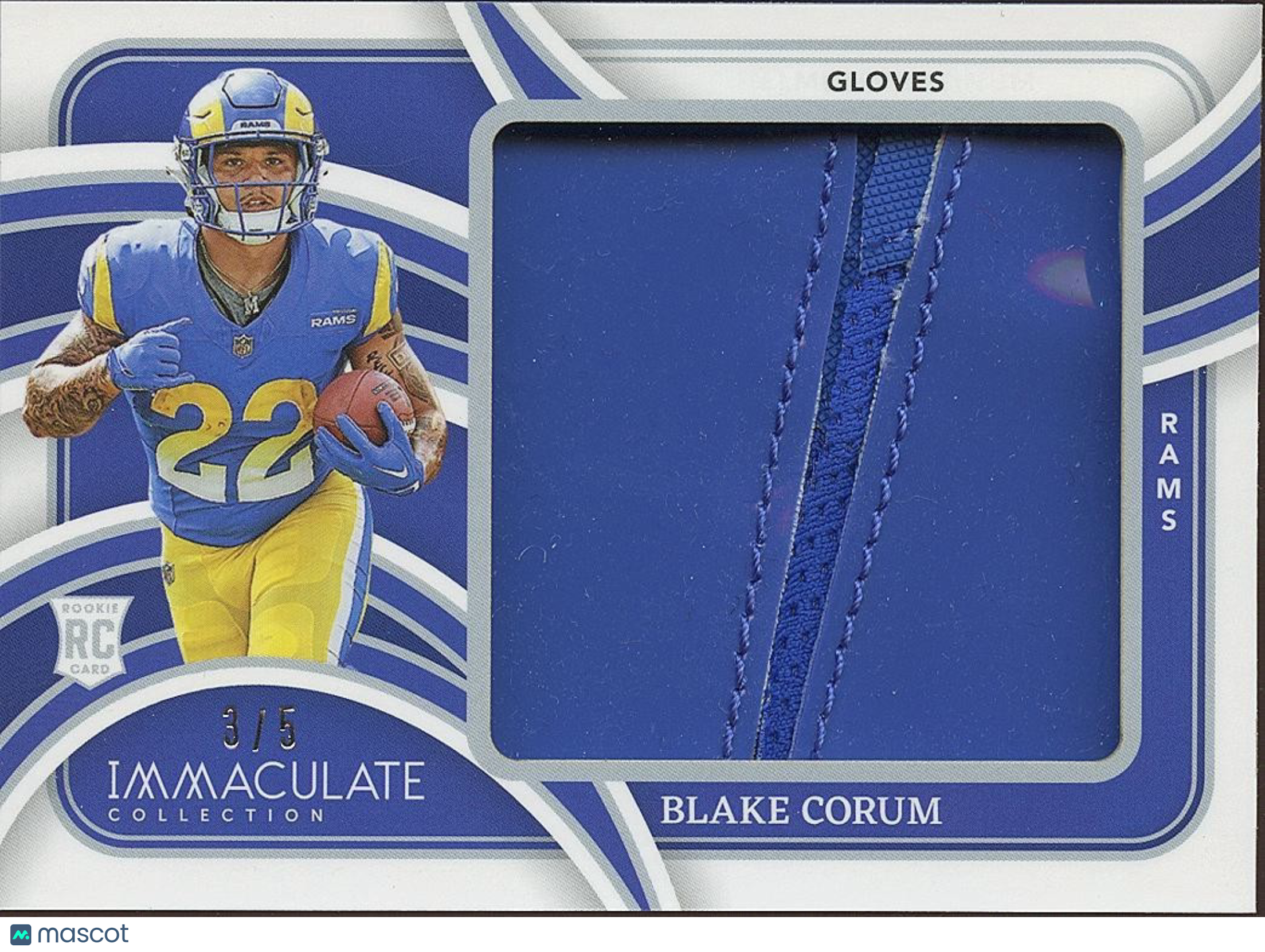 Blake Corum 2024 Immaculate Jumbo Glove Patch RC Rookie Los Angeles Rams 3/5