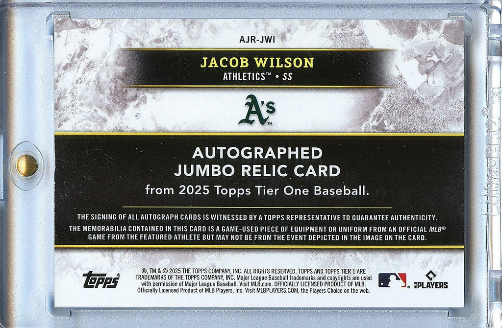Jacob Wilson 2025 Tier One Auto Autograph Patch Rookie RC Athletics 65/99