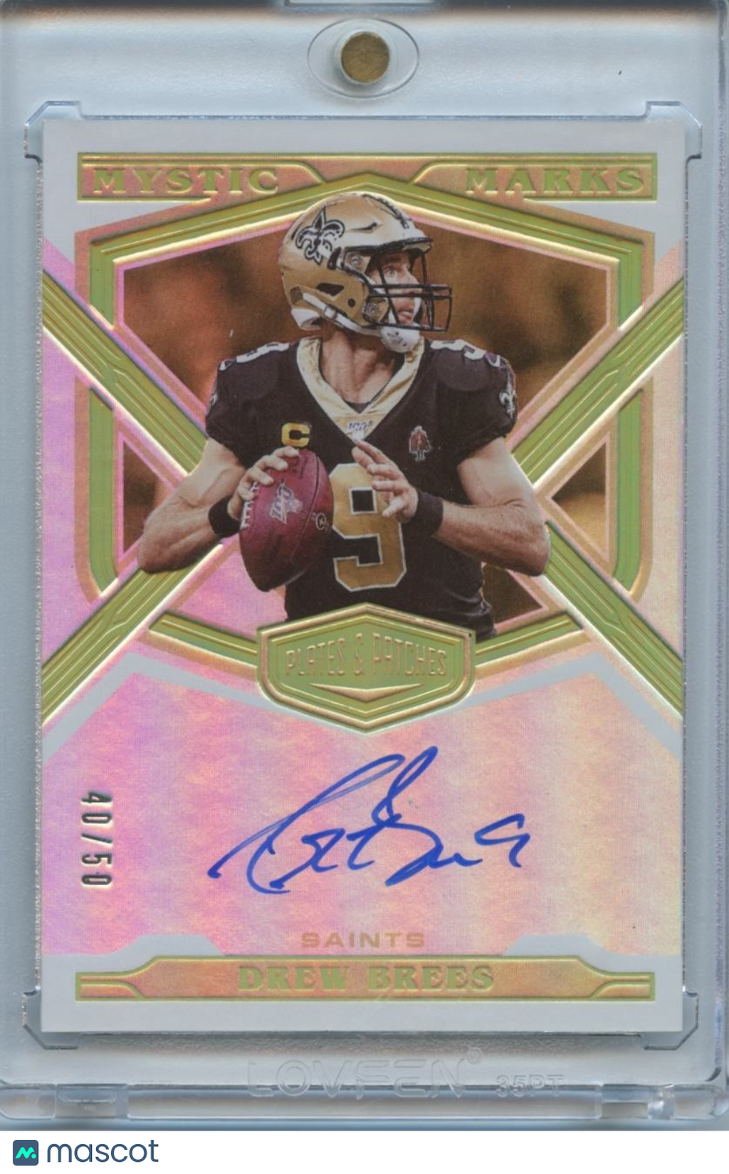 Drew Brees 200 Plates & Patches On Card Auto Autograph New Orleans Saints 40/50