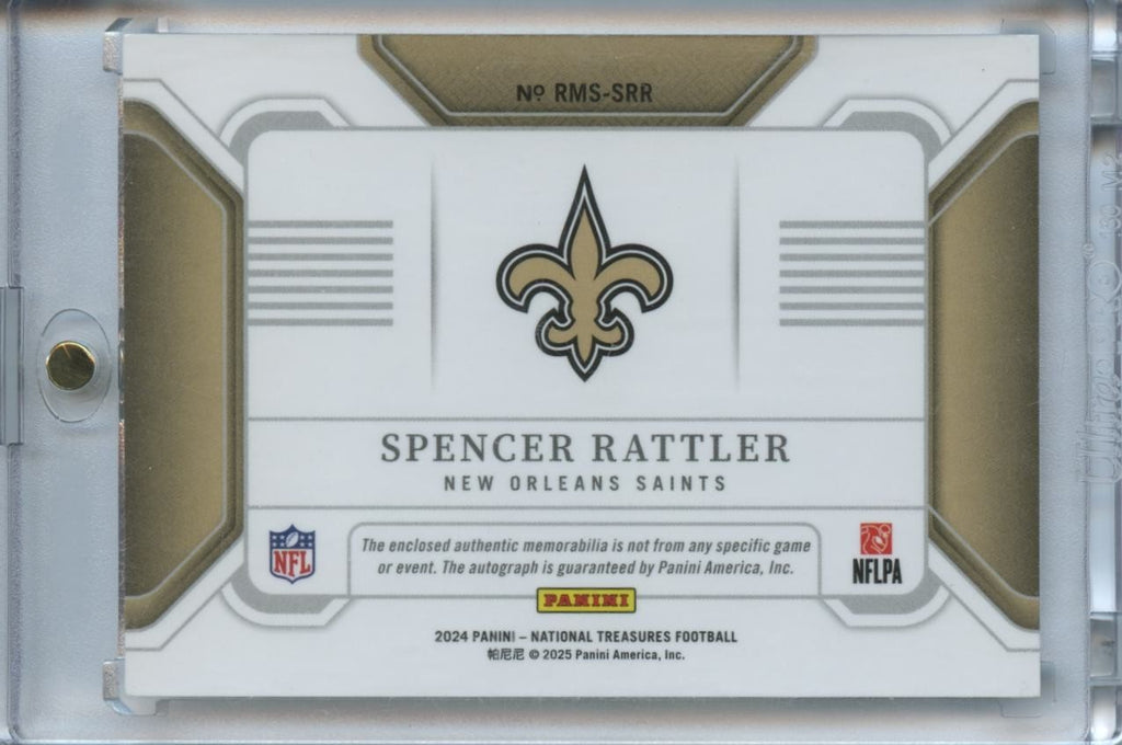 Spencer Rattler 2024 National Treasures Auto Autograph Patch RC Saints 15/25