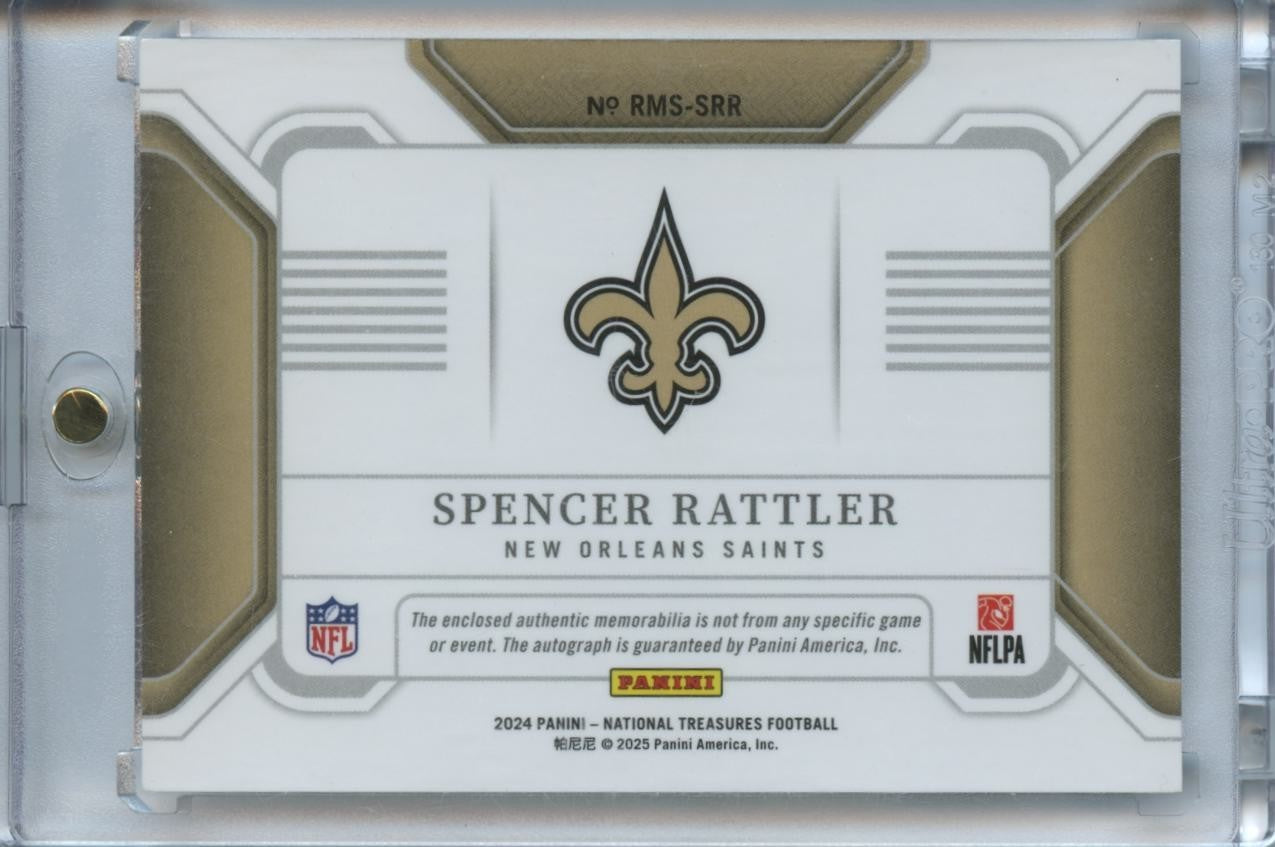 Spencer Rattler 2024 National Treasures Auto Autograph Patch RC Saints 15/25