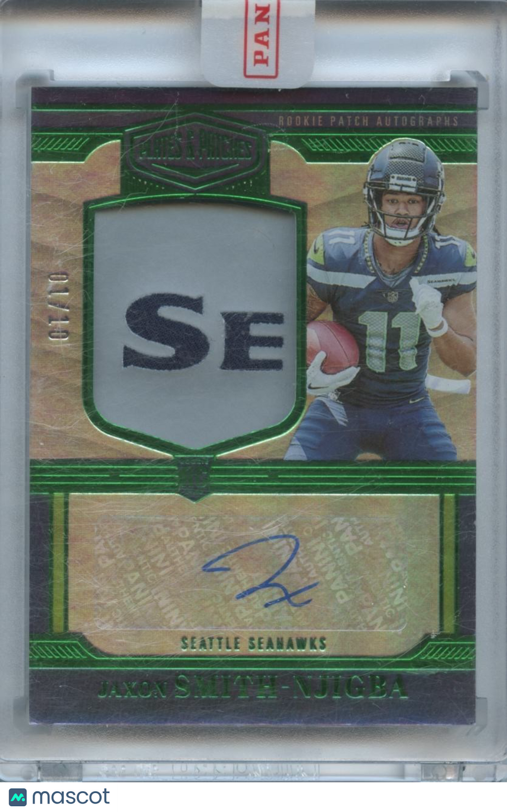 Jaxon Smith-Njigba 2023 Plates & Patches Autograph LOGO Patch RC Seahawks 1/10