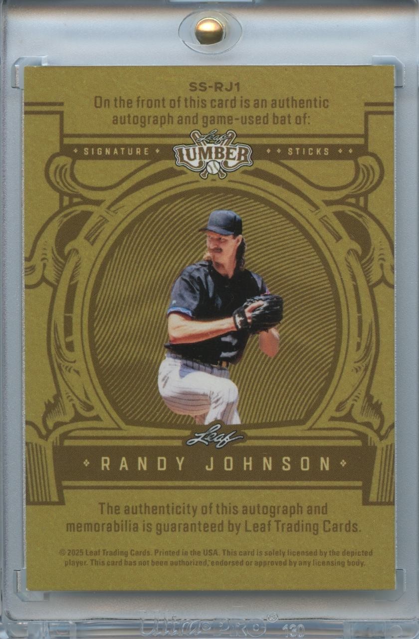 Randy Johnson 2025 Leaf Lumber Auto Autograph Game Used Bat Diamondbacks 5/6