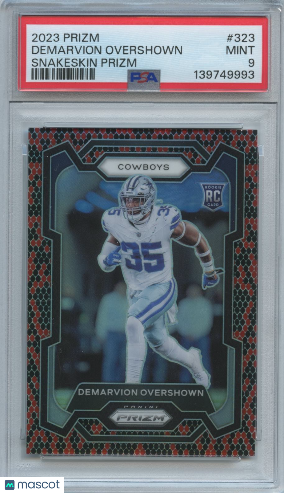 Demarvion Overshown 2023 Prizm Snakeskin SSP Rookie RC Dallas Cowboys PSA 9