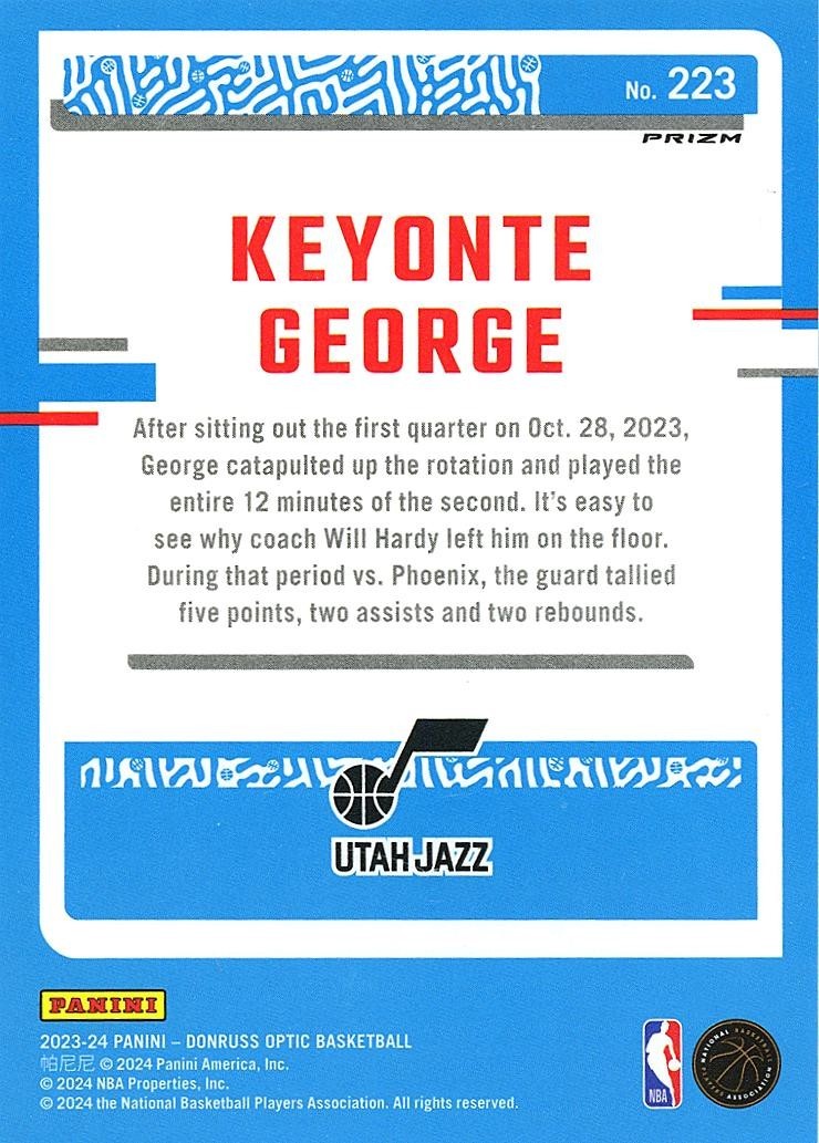 Keyonte George 2023-24 Optic Rated Rookie Green Dragon SSP Utah Jazz