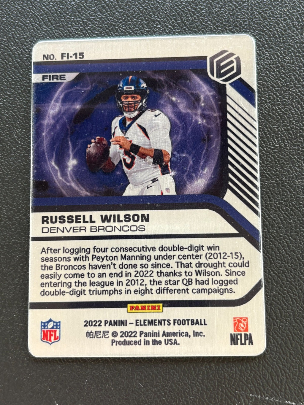 Russell Wilson 2022 Elements Fire SSP CASE HIT Denver Broncos