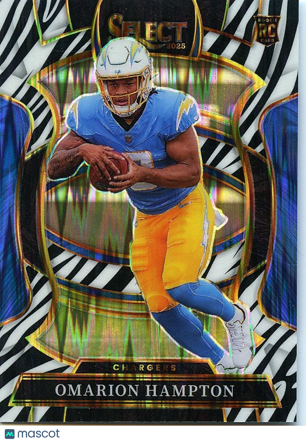 Omarion Hampton 2025 Select ZEBRA Prizm SSP Rookie RC Los Angeles Chargers
