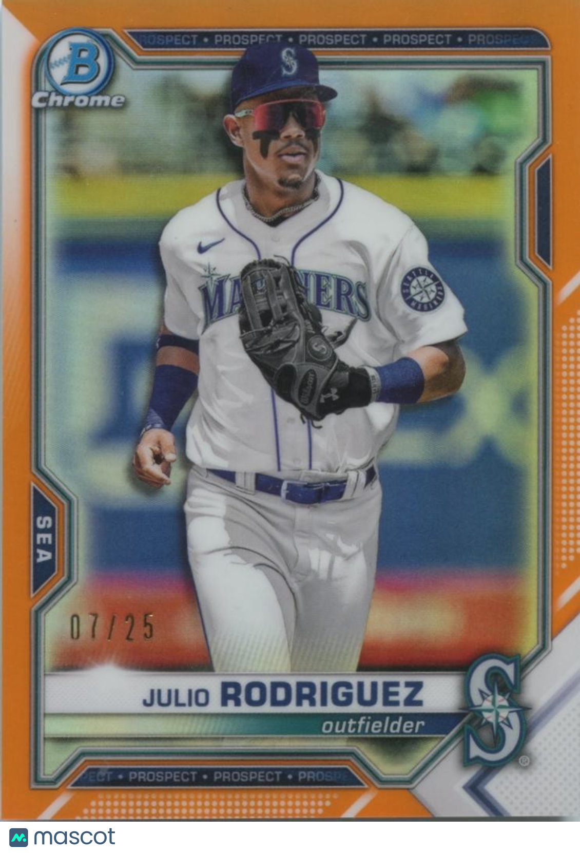 Julio Rodriguez 2021 Bowman Chrome Orange Refractor Prospect Mariners 7/25
