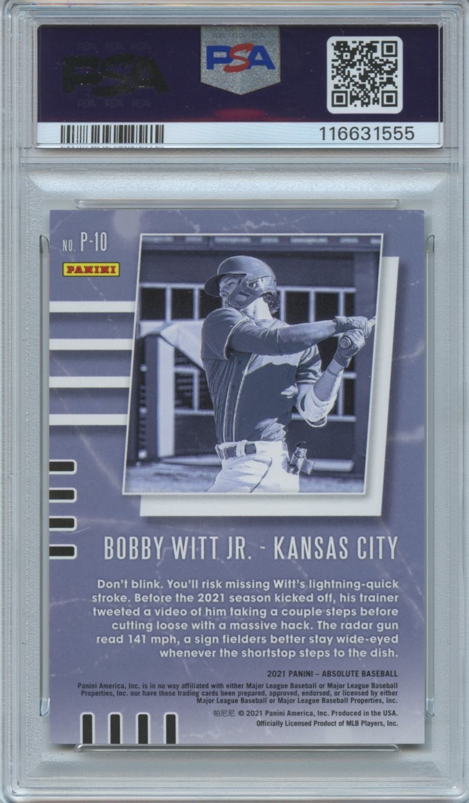 Bobby Witt Jr. 2021 Absolute GOLD Spectrum Rookie RC 20/25 KC Royals PSA 10