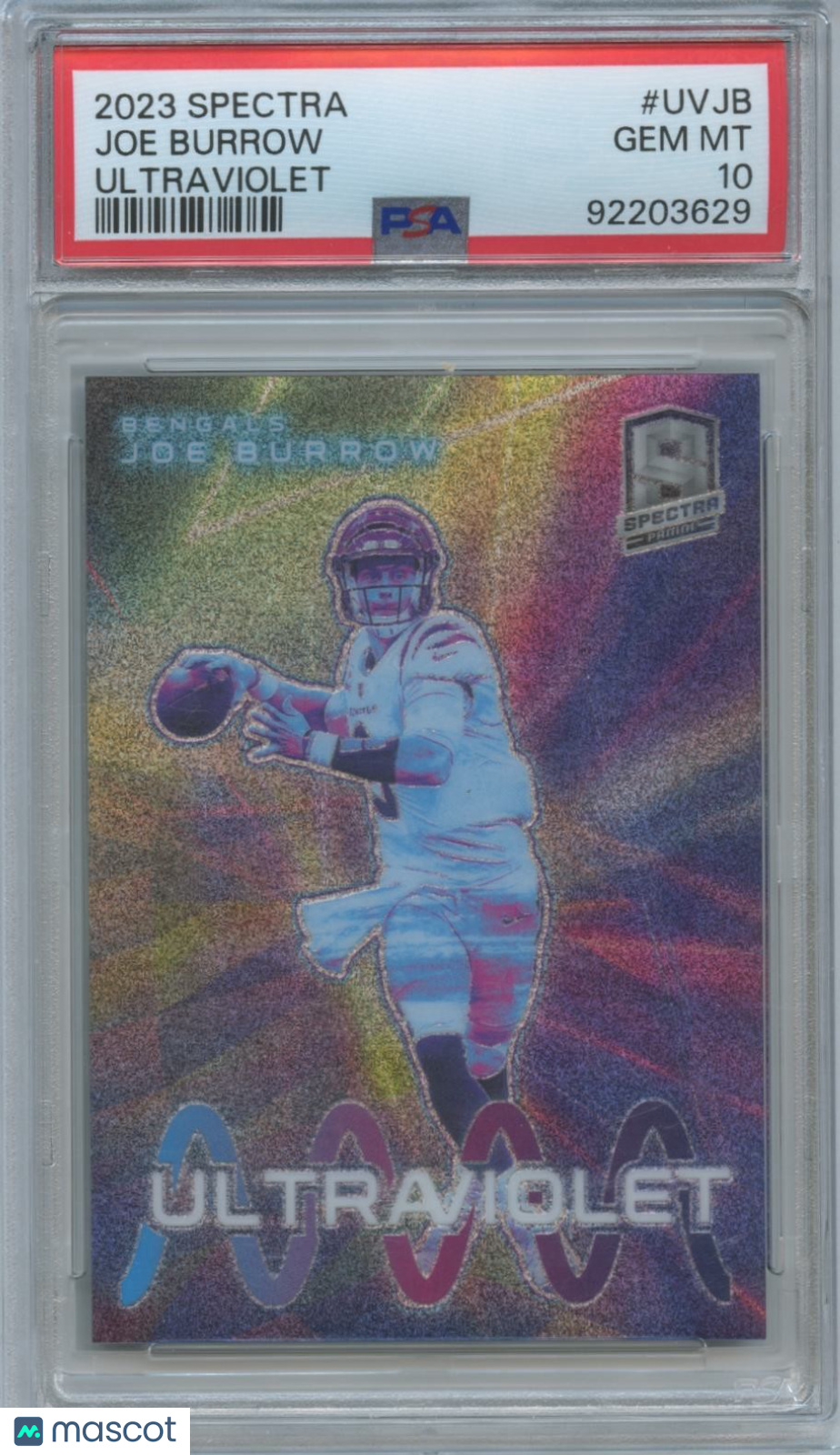 Joe Burrow 2023 Spectra Ultraviolet SSP CASE HIT Cincinnati Bengals PSA 10