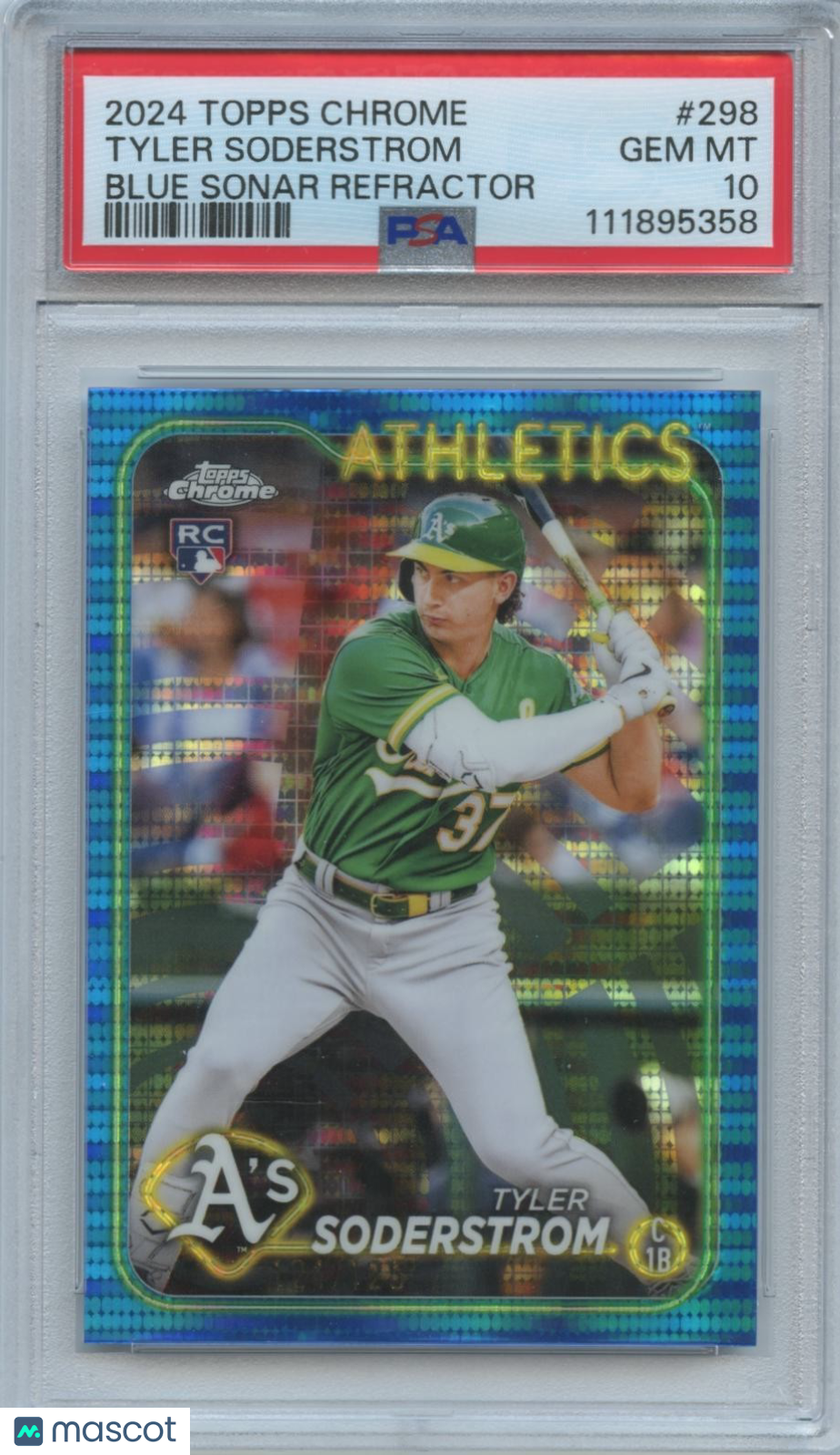 Tyler Soderstrom 2024 Topps Chrome Blue Sonar Refractor RC Athletics /125 PSA 10
