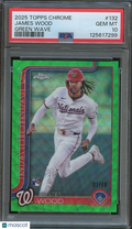 James Wood 2025 Topps Chrome Green Wave Refractor Rookie Nationals 92/99 PSA 10