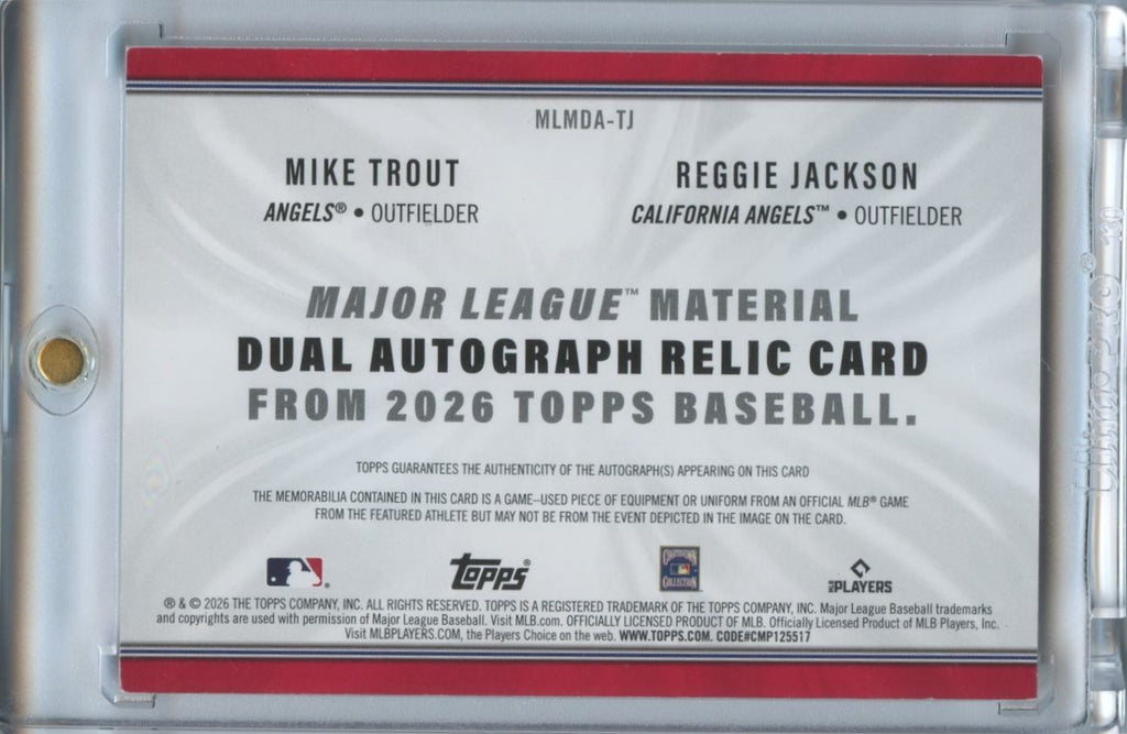 Mike Trout / Reffie Jackson 2026 Topps Auto Autograph GW Patch Angels 18/25
