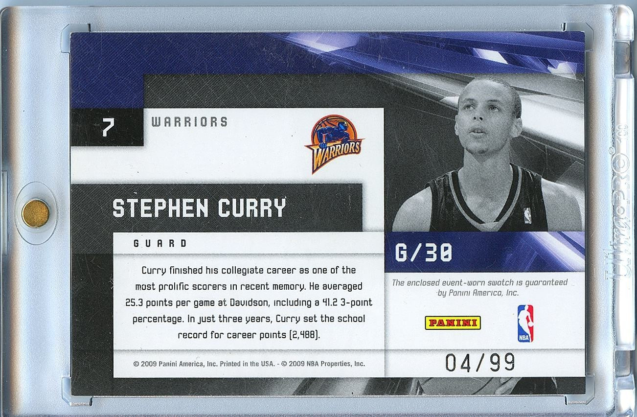 Stephen Curry 2009-10 Limited Jersey Patch Rookie RC Golden State Warriors 4/99