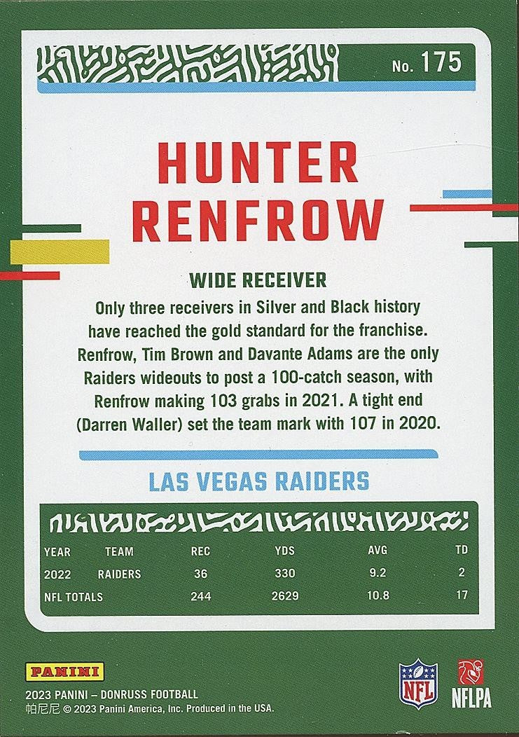 Hunter Renfrow 2023 Donruss Black Press Proof Oakland Raiders #175 10/10