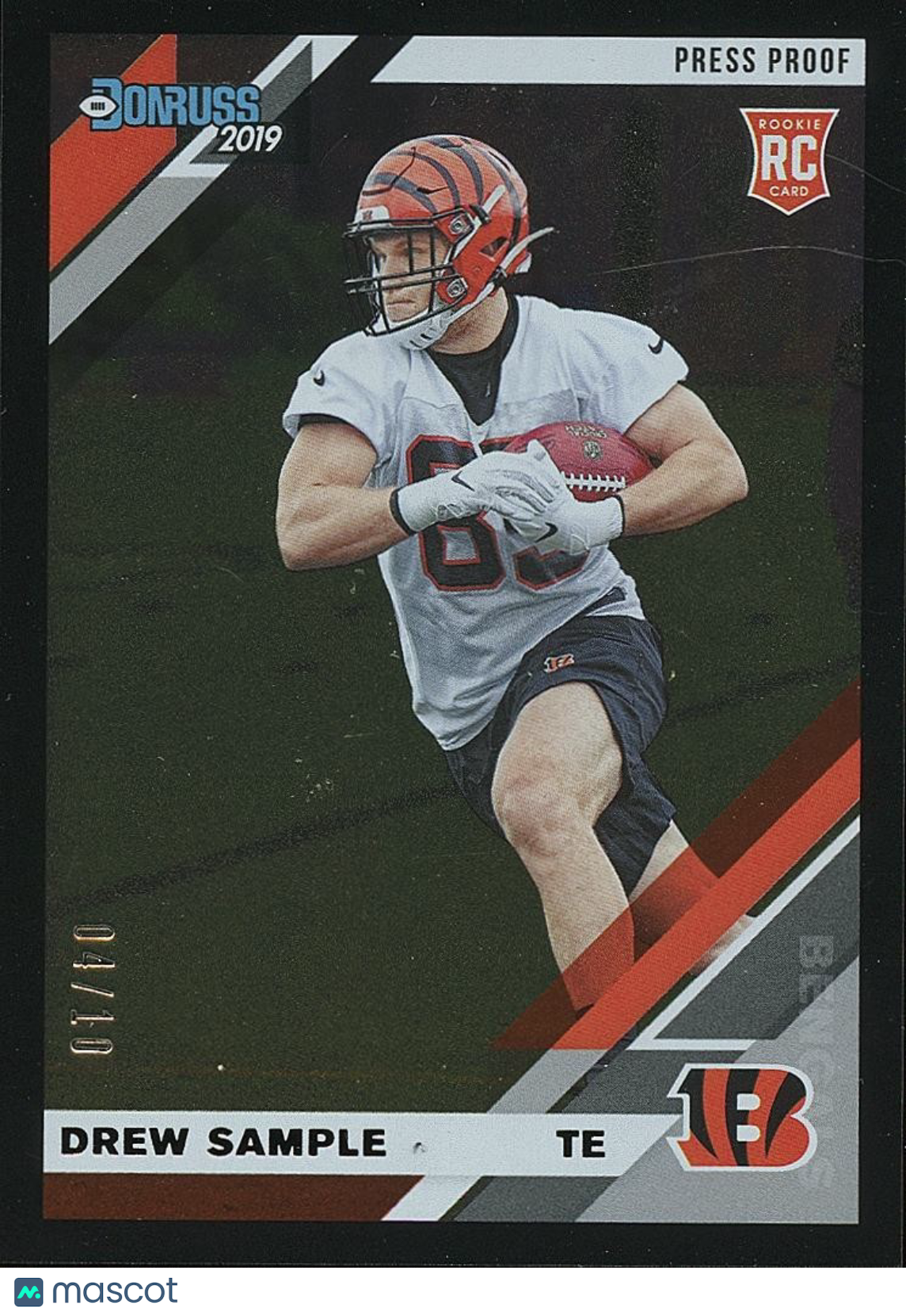 Drew Sample 2019 Donruss BLACK Press Proof Rookie RC SSP Bengals 4/10