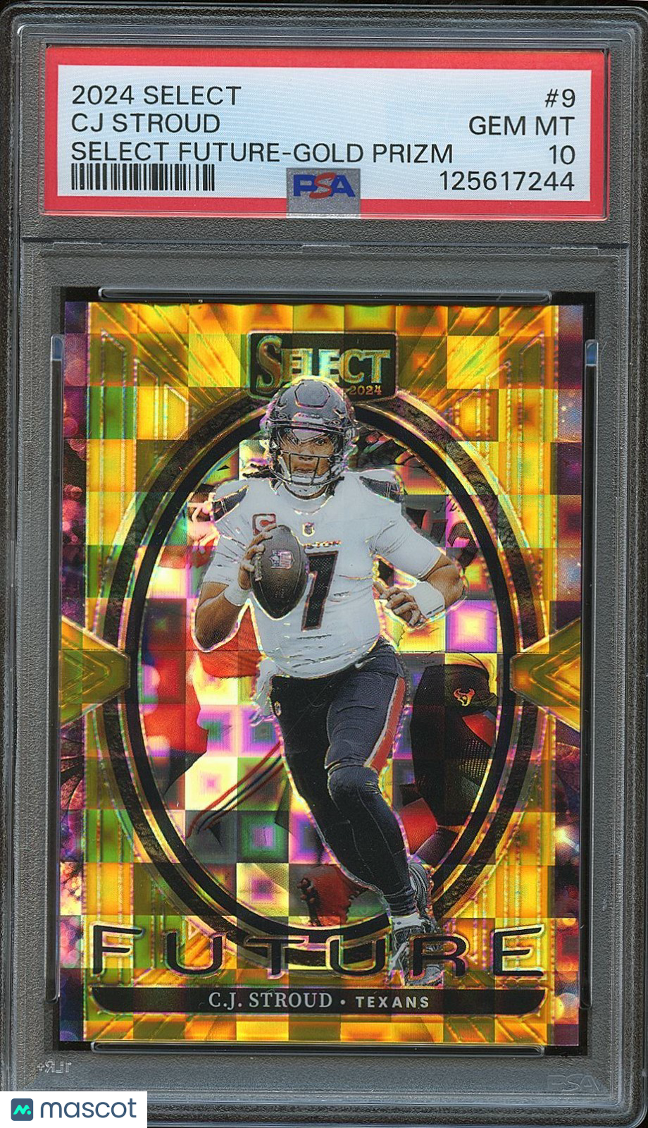 C.J.. Stroud 2024 Select Future GOLD Prizm SSP Houston Texans 2/10 PSA 10