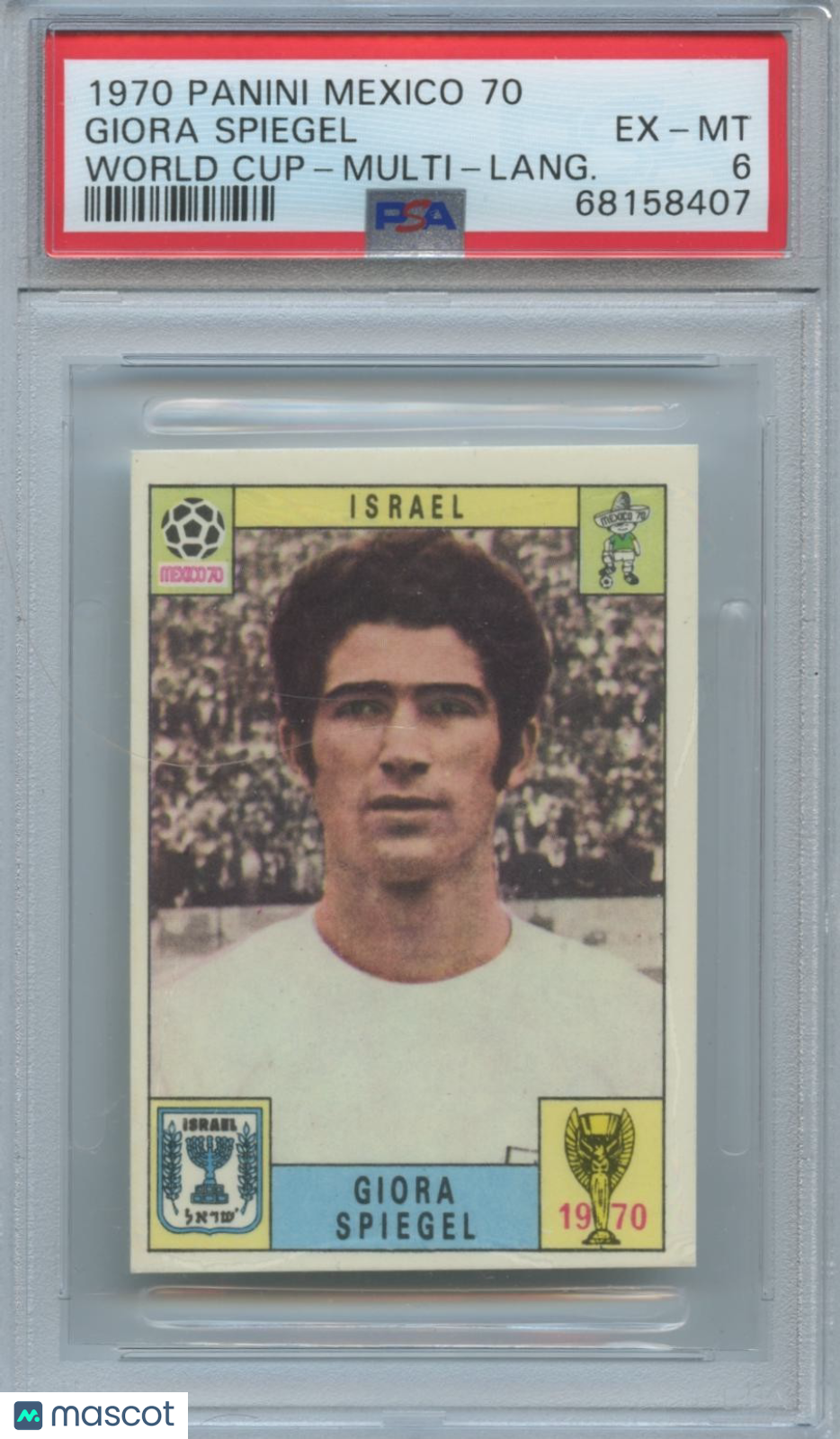 Giora Spiegel 1970 Panini World Cup Sticker Mexico Multi Language Israel PSA 6