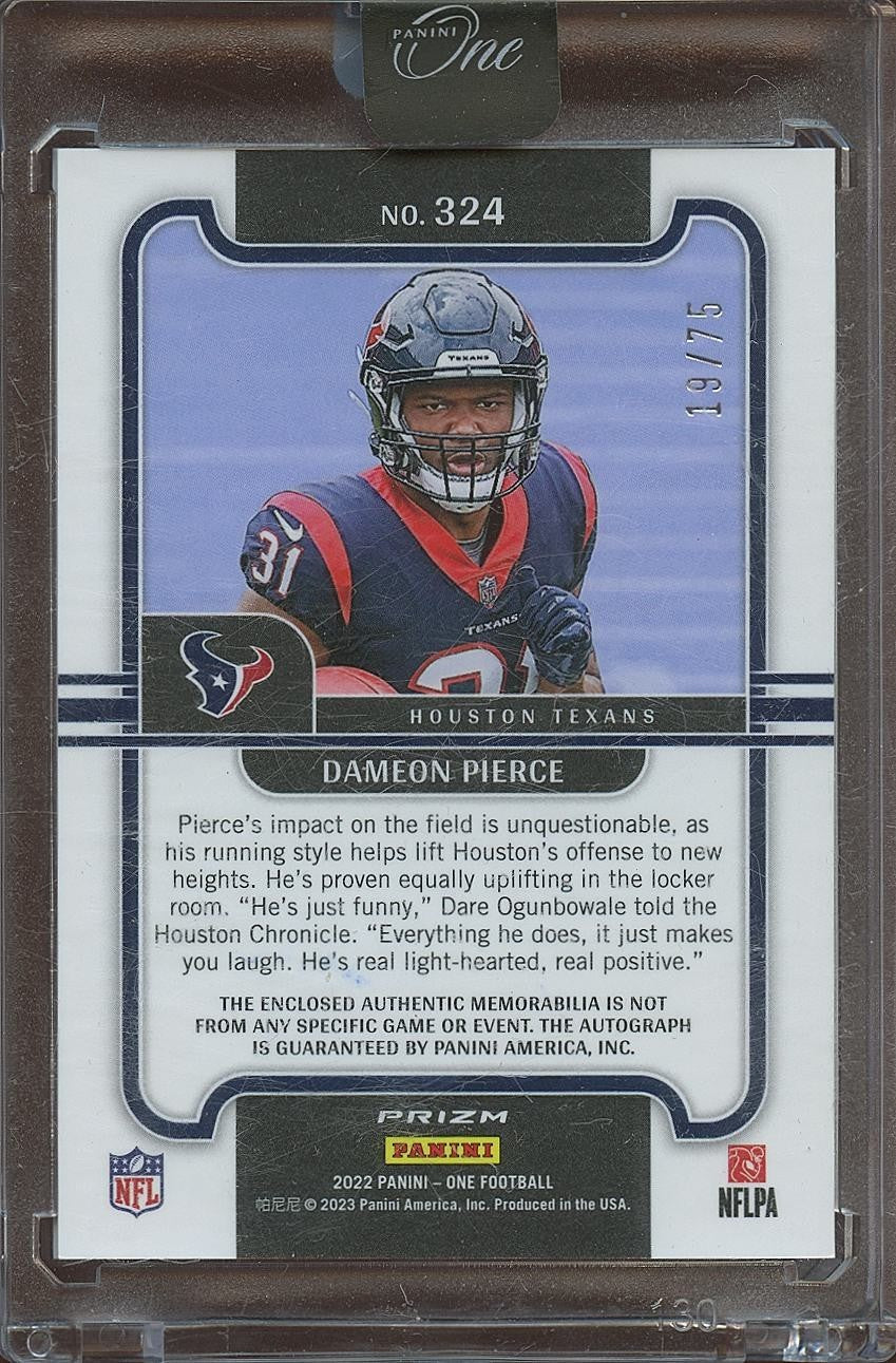 Dameon Pierce 2022 Panini One Auto Autograph Patch RC Houston Texans 19/75