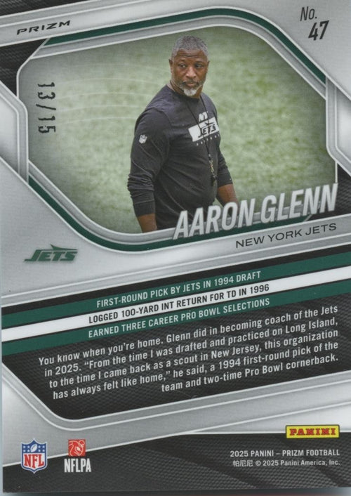 Aaron Glenn 2025 Prizm Green Camo Prizm Head Coach New York Jets 13/15 #47