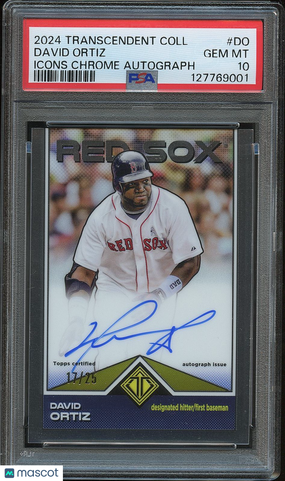 David Ortiz 2024 Transcendent Auto Autograph Boston Red Sox 17/25 PSA 10