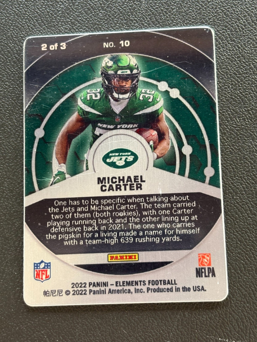 Michael Carter 2022 Elements Lithium SSP SHORTPRINT New York Jets 2/3