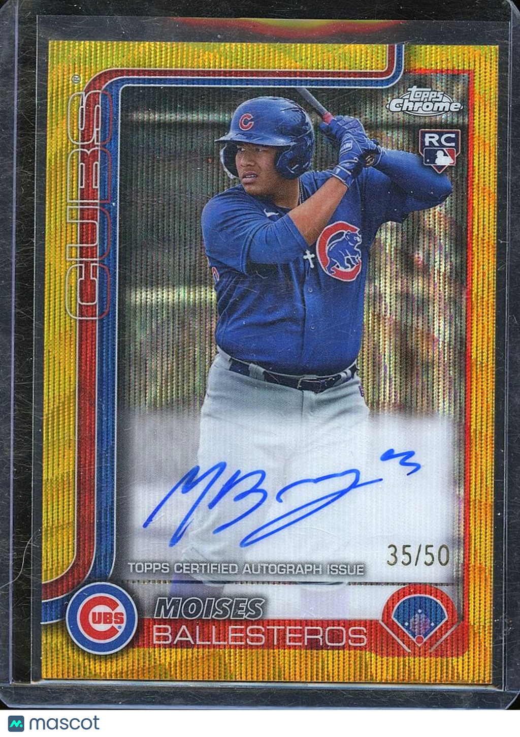 Moises Ballesteros 2025 Topps Chrome GOLD Wave Auto Autograph RC Cubs 35/50