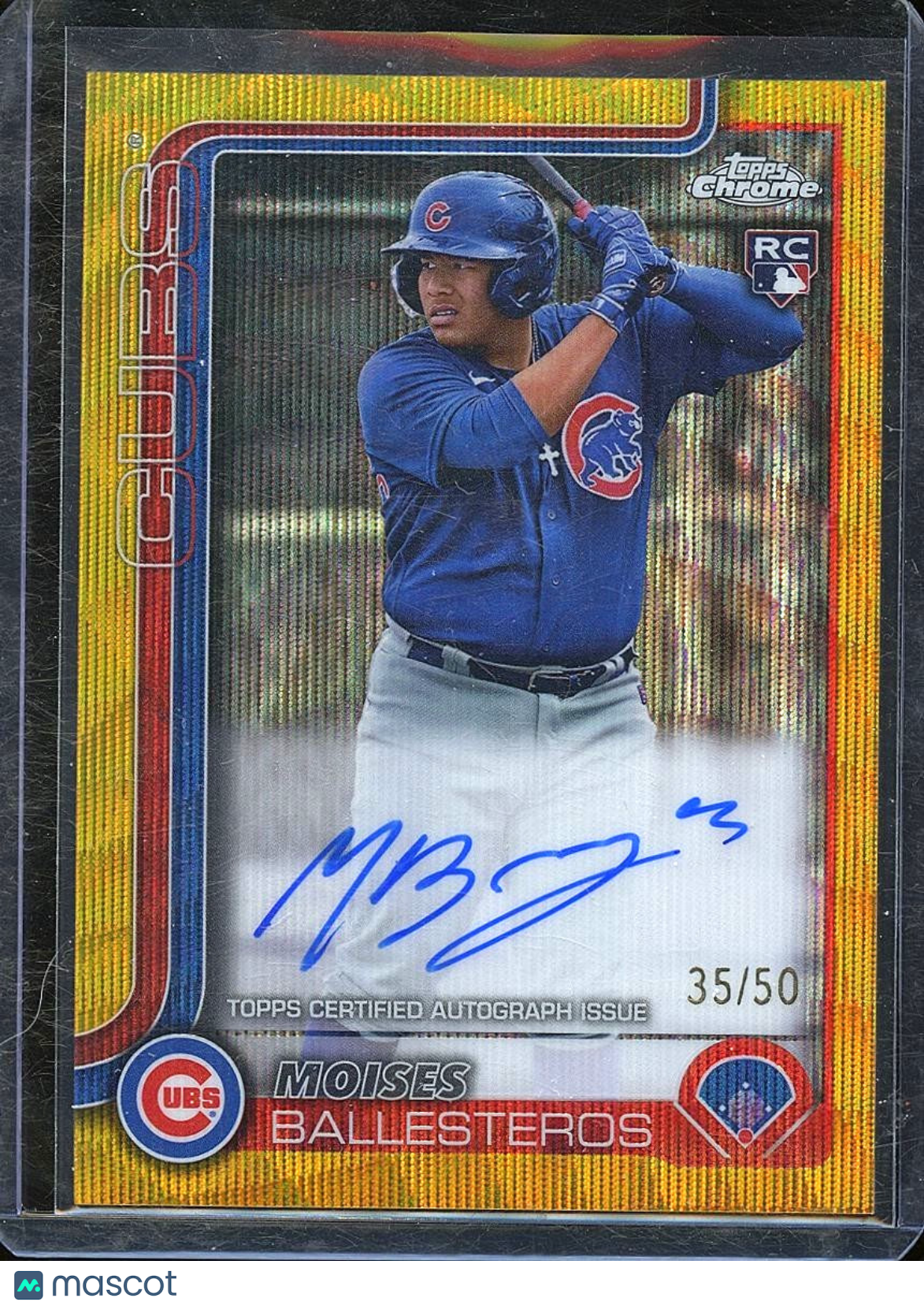 Moises Ballesteros 2025 Topps Chrome GOLD Wave Auto Autograph RC Cubs 35/50