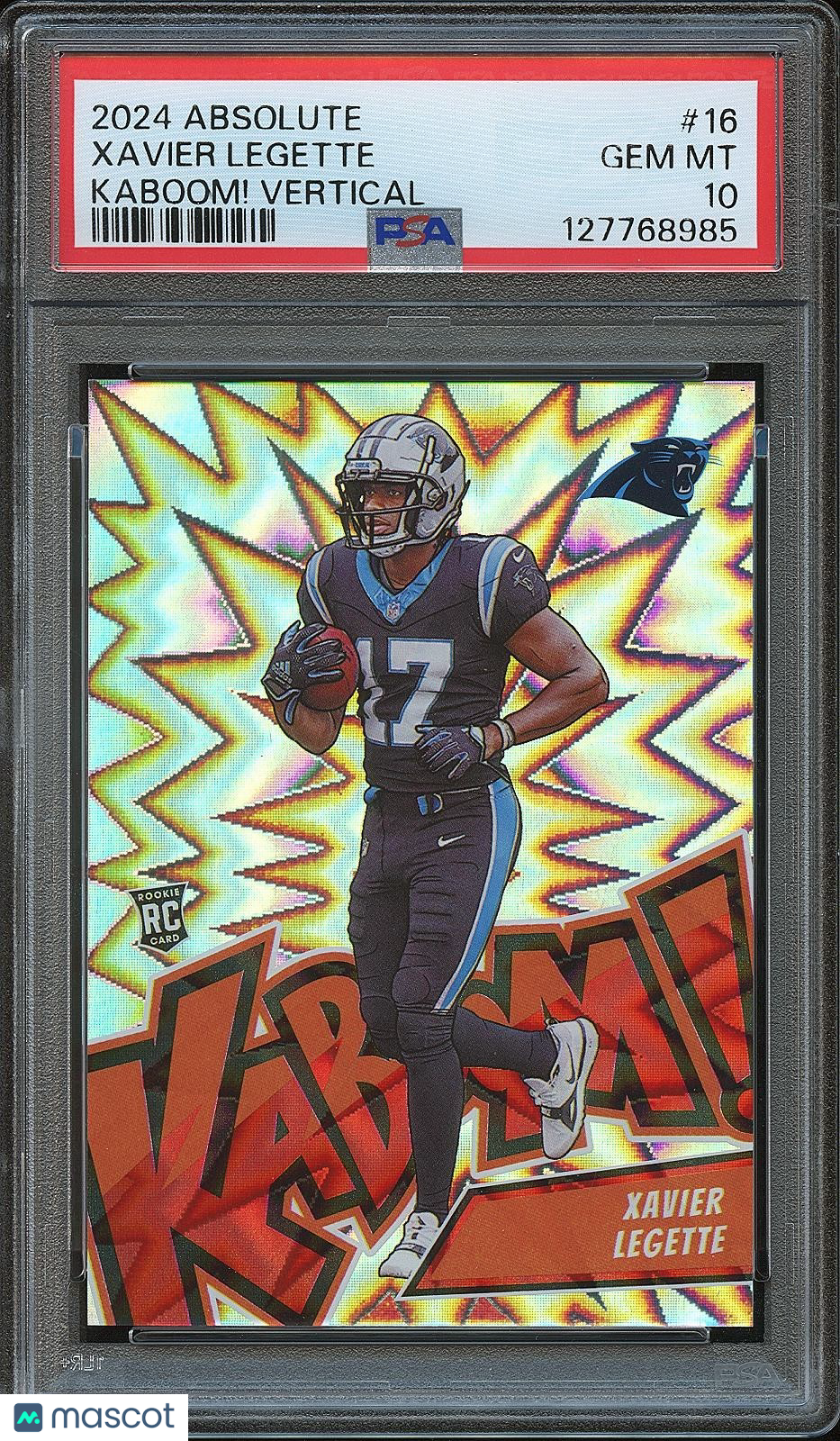Xavier Legette 2024 Absolute KABOOM! CASE HIT Rookie RC Panthers PSA 10