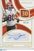 Chase Brown 2024 Immaculate Numbers Auto Autograph Cincinnati Bengals 6/30