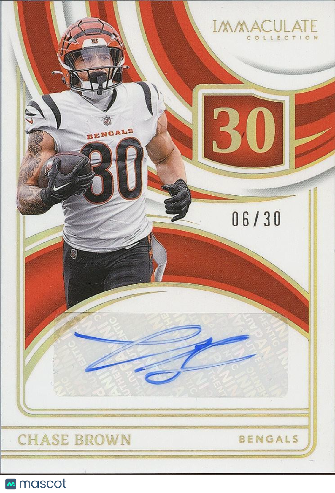 Chase Brown 2024 Immaculate Numbers Auto Autograph Cincinnati Bengals 6/30