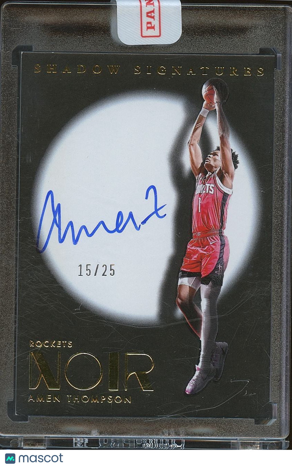 Amen Thompson 2024-25 NOIR Shadow On Card Auto Autograph Houston Rockets 15/25