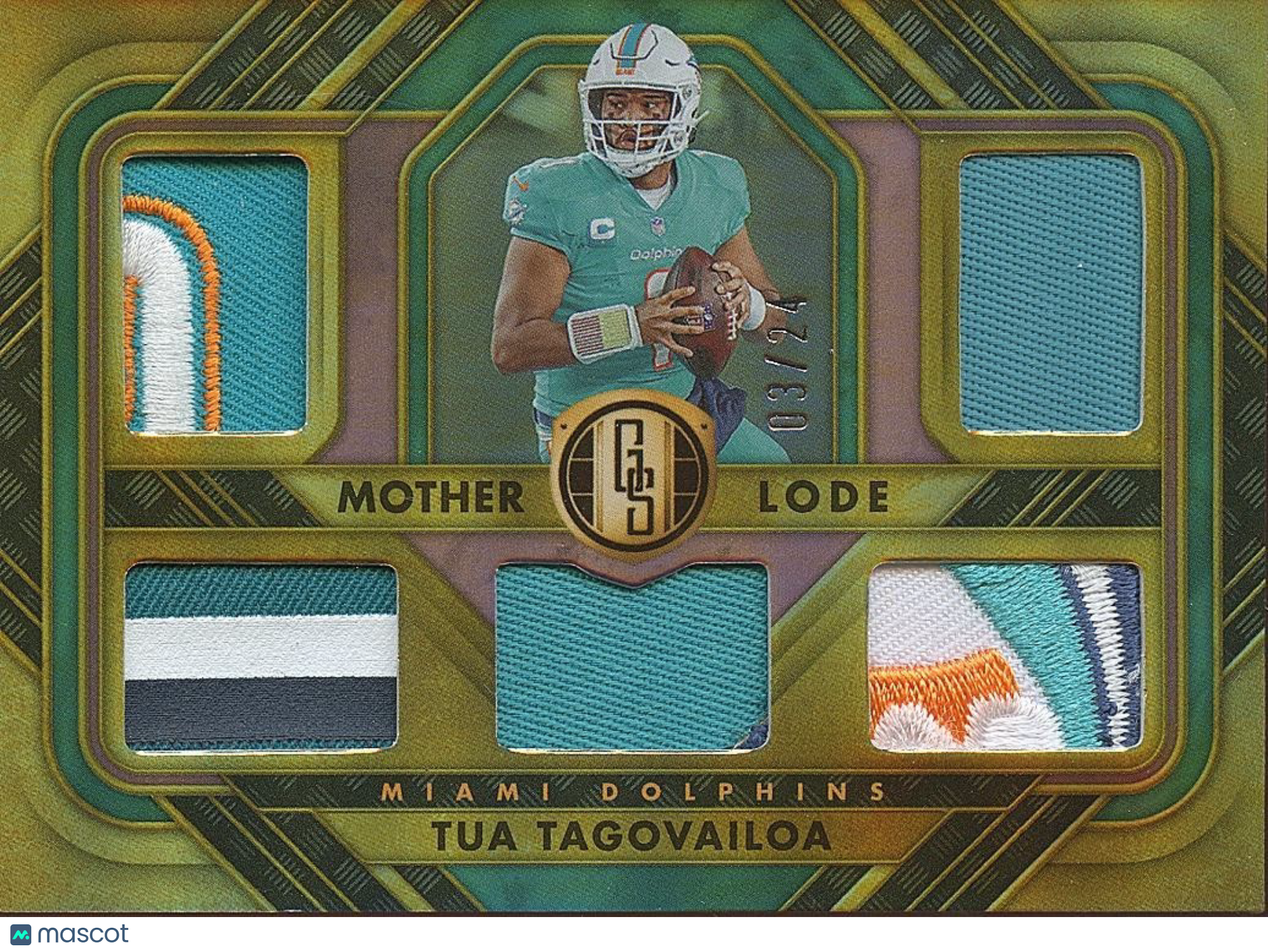Tua Tagovailoa 2023 Gold Standard LOGO Patch Miami Dolphins 3/24