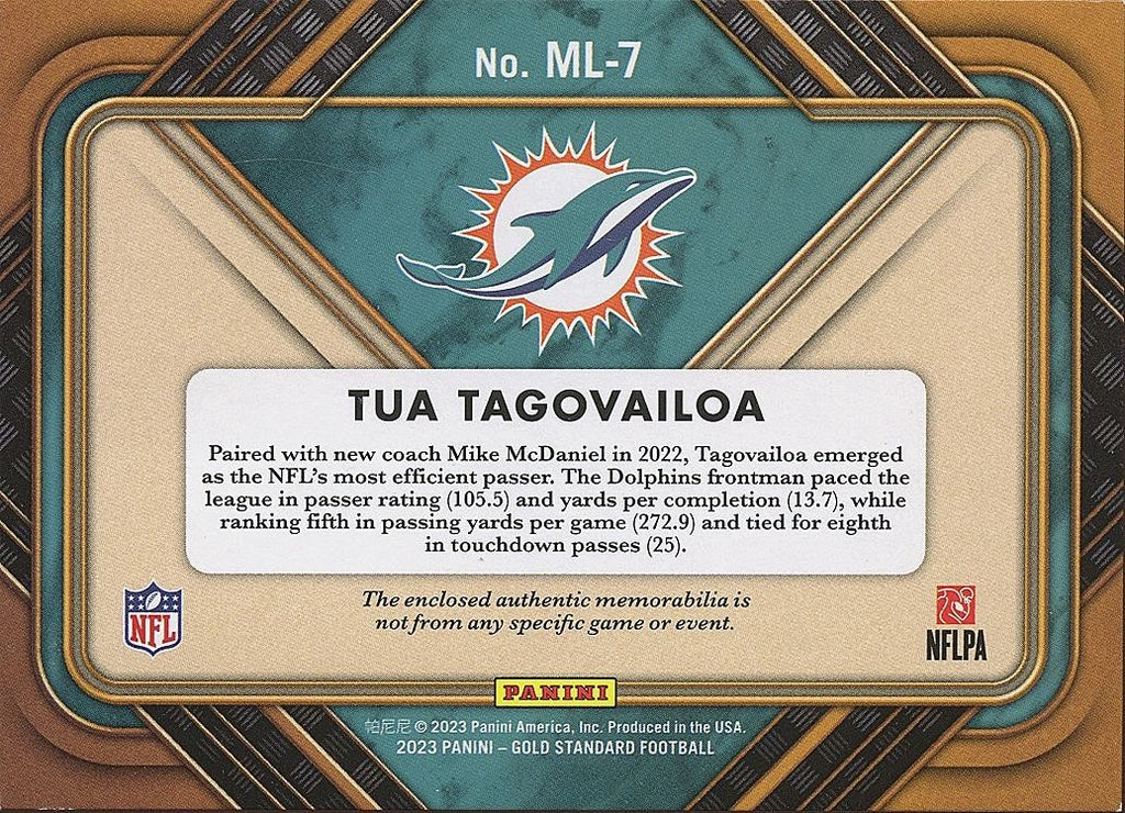 Tua Tagovailoa 2023 Gold Standard LOGO Patch Miami Dolphins 3/24