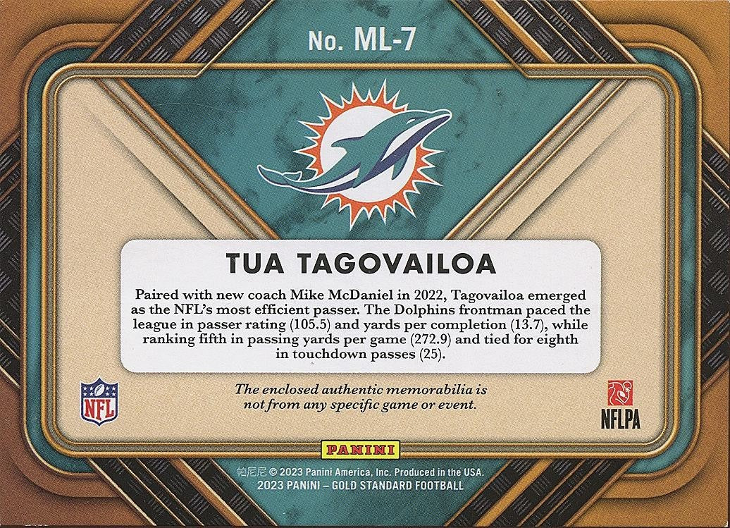 Tua Tagovailoa 2023 Gold Standard LOGO Patch Miami Dolphins 3/24
