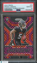 Drake London 2022 Prizm Purple Power Prizm Rookie RC Falcons 20/49 PSA 10