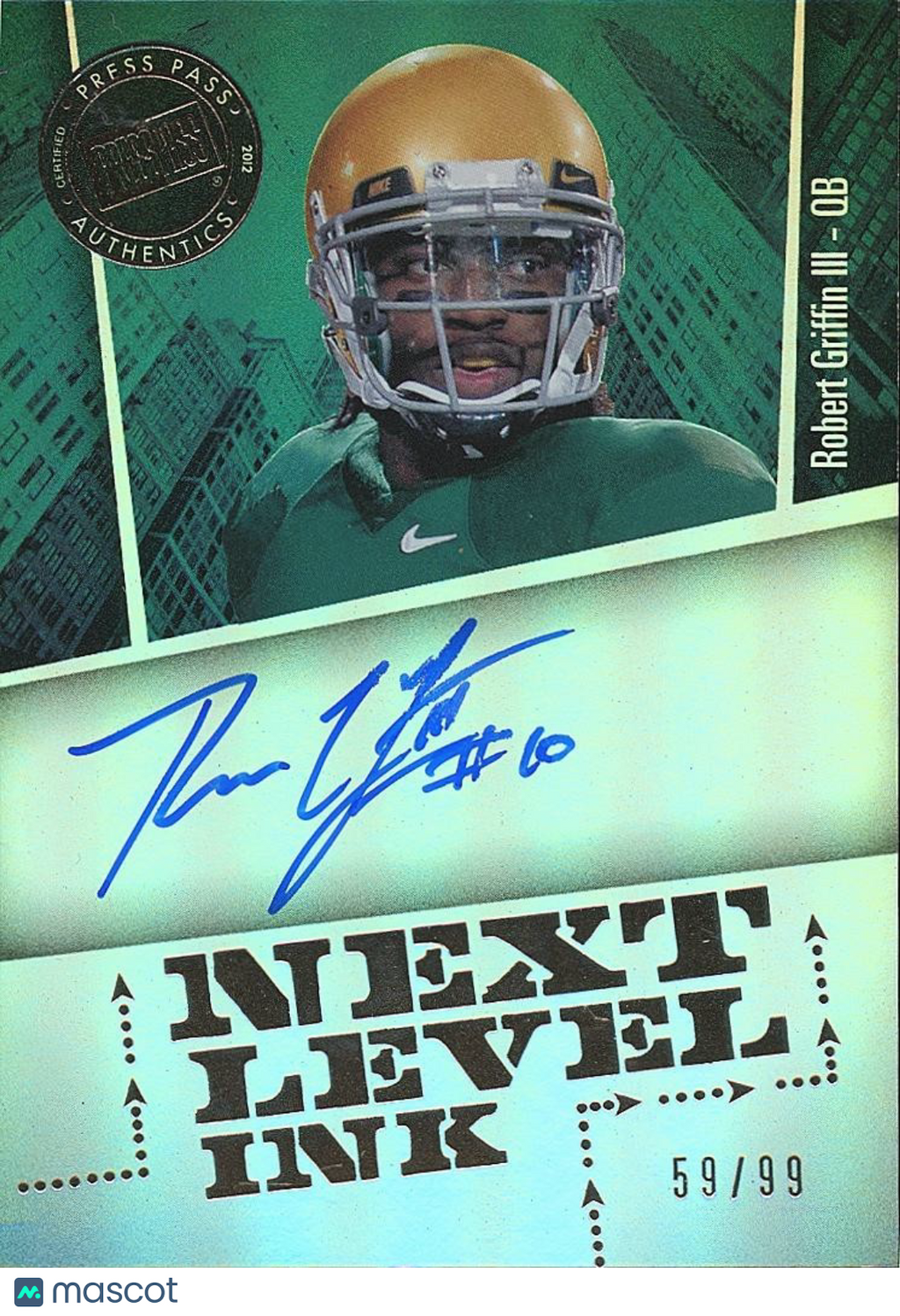 Robert Griffin III 2012 Press Pass On Card Auto Autograph RC Baylor Redskins /99