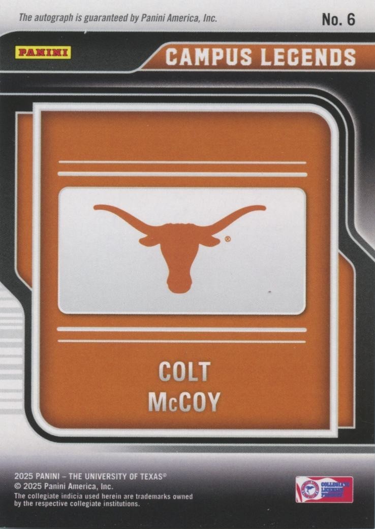 Colt Mccoy 2025 Contenders Legends Auto Autograph Texas Longhorns 134/199
