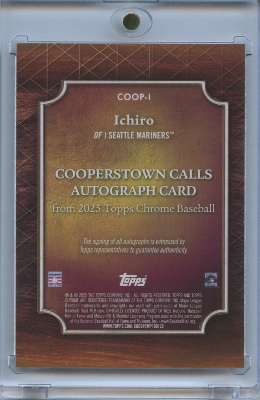 Ichiro 2025 Topps Chrome Allen & Ginter RED Auto Autograph Seattle Mariners 2/5